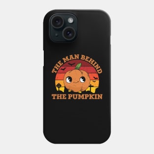 The man behind the pumpkin funny pumpkin with a smirk dad to be baby reveal pregnancy halloween gift for men Phone Case