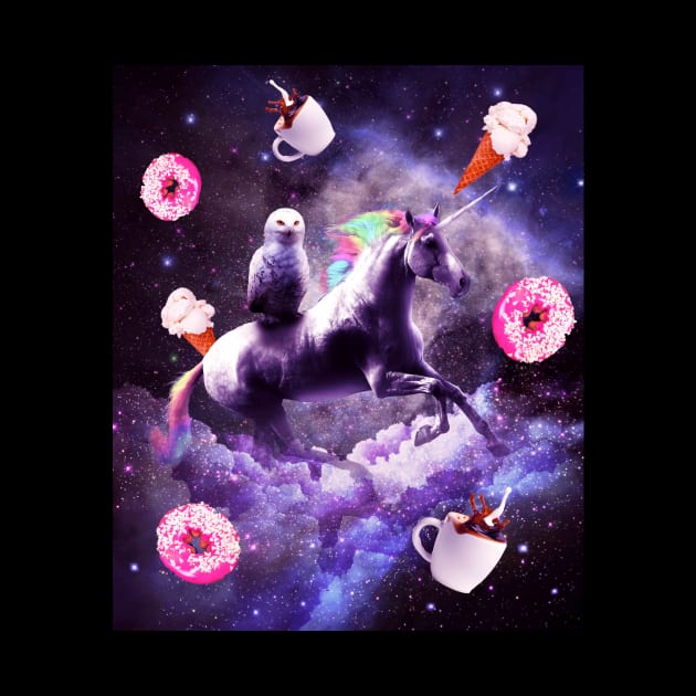 Outer Space Owl Riding Unicorn - Donut by Random Galaxy
