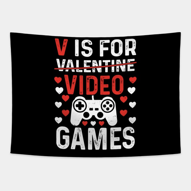 V is for video games, Gamer valentine gift Tapestry by sufian