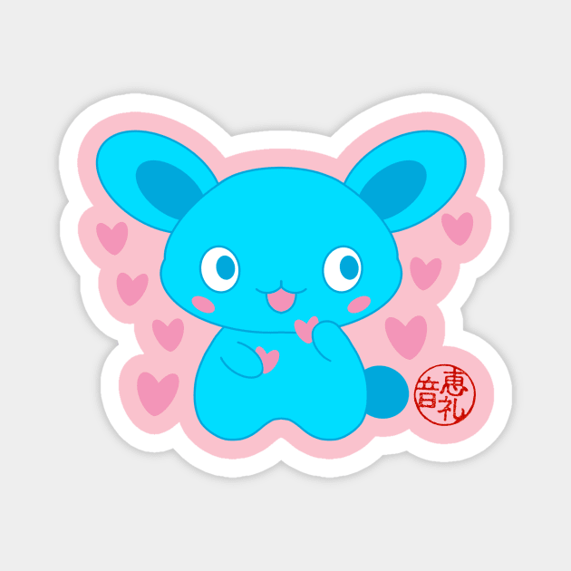 Blue Bunny with hearts Magnet by EV Visuals