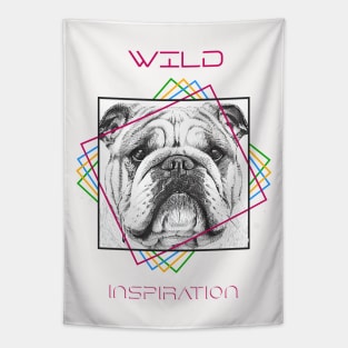 English Bulldog Dog Wild Nature Animal Illustration Art Drawing Tapestry