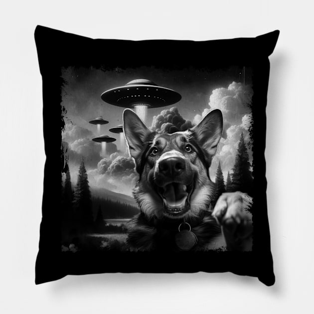 Whisker Wonders German Shepherd UFO, Tee Talk Triumph for Dog Lovers Pillow by Northground