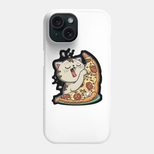 Cat eating pizza Phone Case