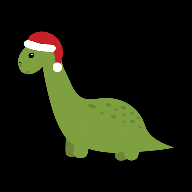 Christmas cute dinosaur. Kawaii dino. by Ulka.art