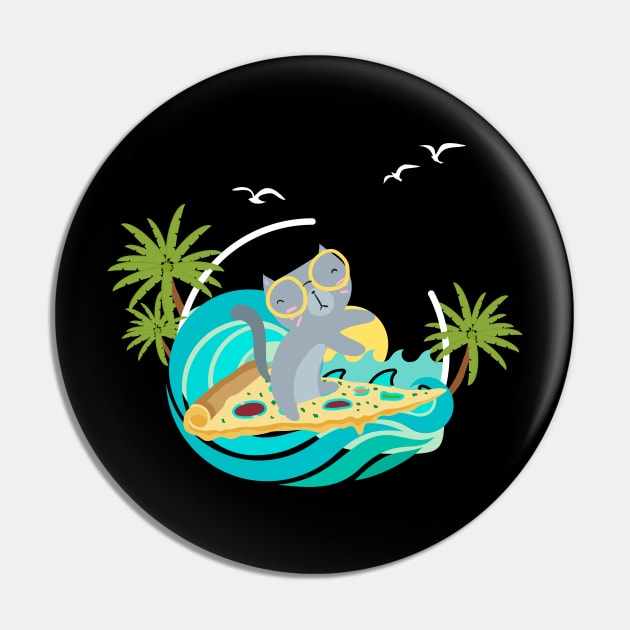 Surfing cat at a Pizza Pin by Chaoscreator