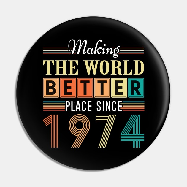 Birthday Making the world better place since 1974 Pin by IngeniousMerch