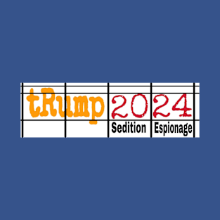 tRump 2024 for Sedition & Espionage - Prison Bars - Front T-Shirt