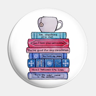 Watercolor Library Lovers Punny Books and Teacup Pin