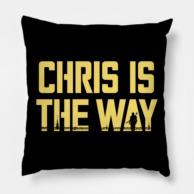 Chris is the Way - Hunter edition Pillow by lonepigeon