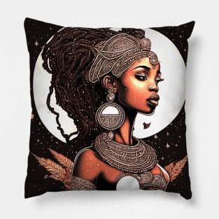 [AI Art] Lunar Lady, Line Art Style Pillow