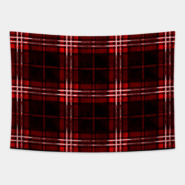 Red Black Plaid Tartan Pattern Tapestry by DeneboArt