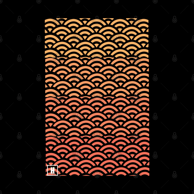 Retro Japanese Clouds Pattern RE:COLOR 14 by HCreatives