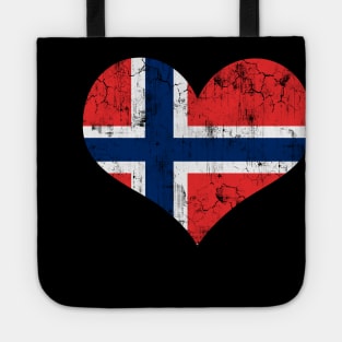 Norway Norwegian Flag Heart Norge Love Distressed Tote