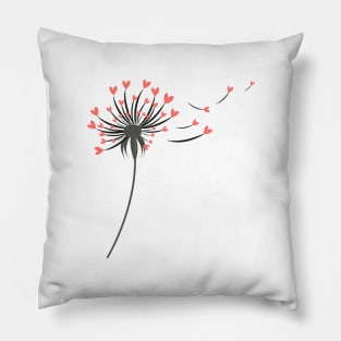 Red dandelion with hearts Pillow