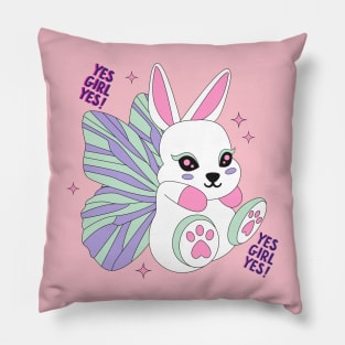 Yes Girl Yes Bunny Fairy Sparkle Pillow