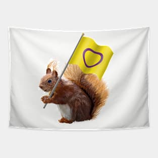 Red Squirrel with a Intersex Pride Flag Tapestry