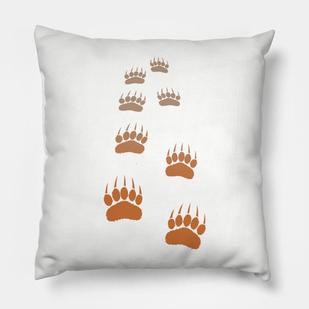 Gradient Grizzly Bear Paw Print Pillow by Braznyc