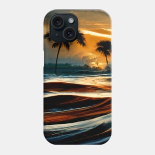 Crashing Waves at the Shore Beach Life Tree Tree Sunset Phone Case