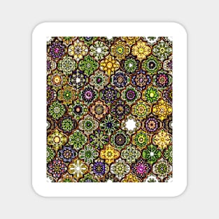 Moroccan Tile pattern, metallic green Magnet