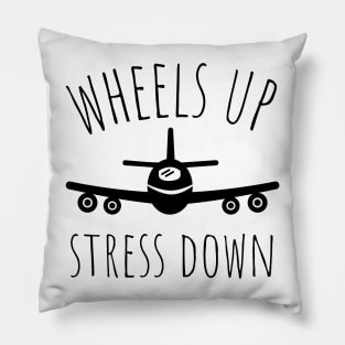 wheels up stress down Pillow