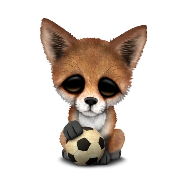 Cute Baby Fox With Football Soccer Ball by jeffbartels