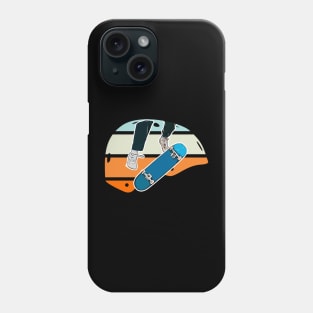 Colorful Retro Skateboard Helmet with Kickflip Phone Case