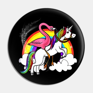 Flamingo And Rainbow Unicorn Pin