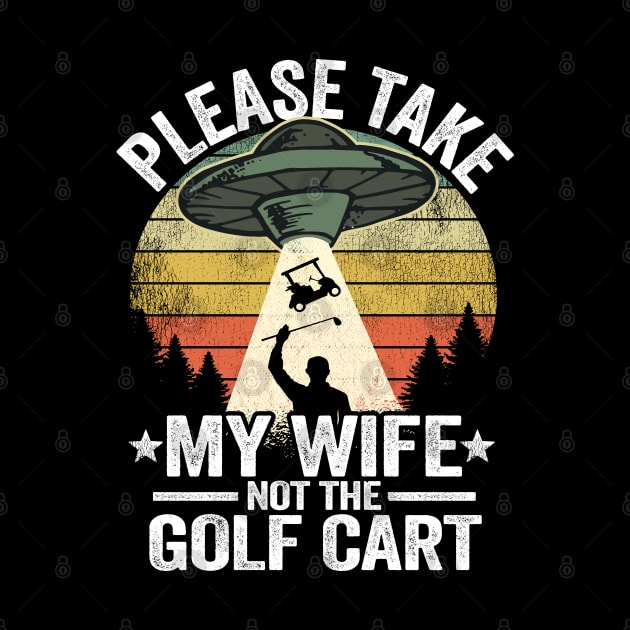 Golfing Golf Funny UFO Abduction Golf Cart Vintage by Kuehni