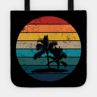 Retro Sunset with Palm Trees and seagull Tote