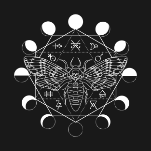 Death's Head Moth, Moon Phase, Alchemical Symbols T-Shirt