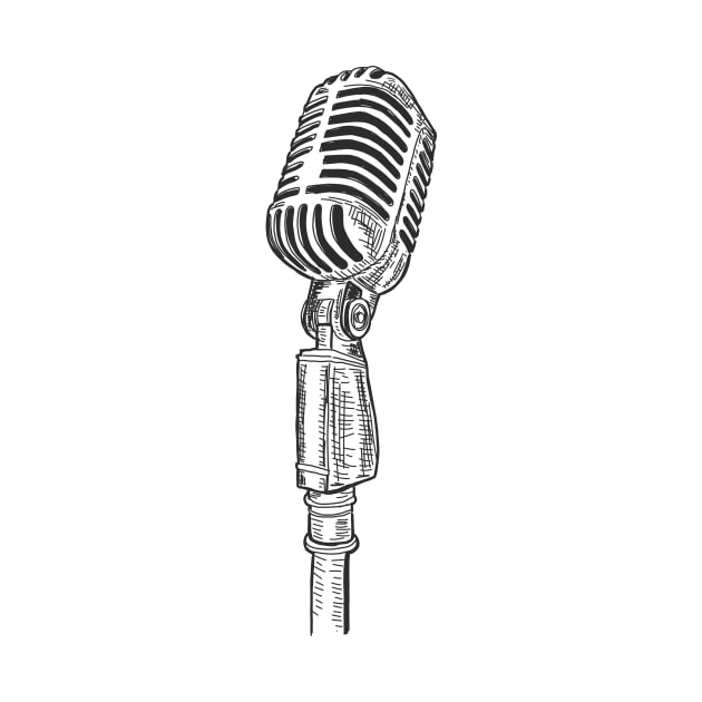 Retro condenser microphone drawing by JDawnInk