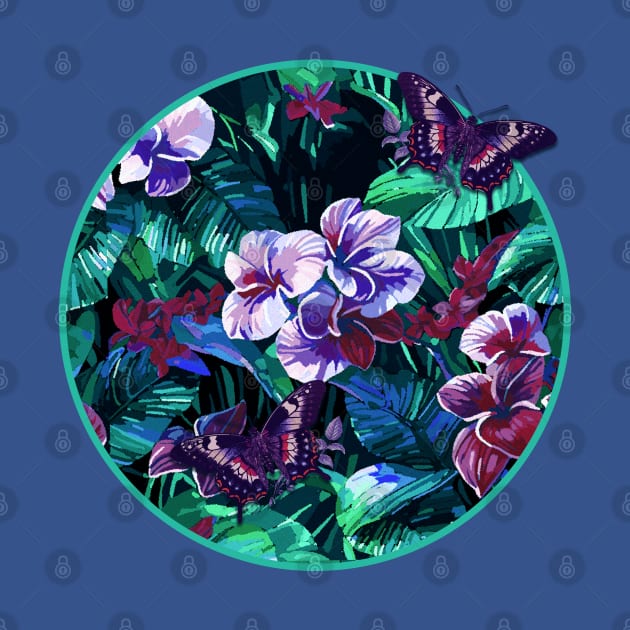 Midnight Mahalo Plumerias by Nina May Design Studio