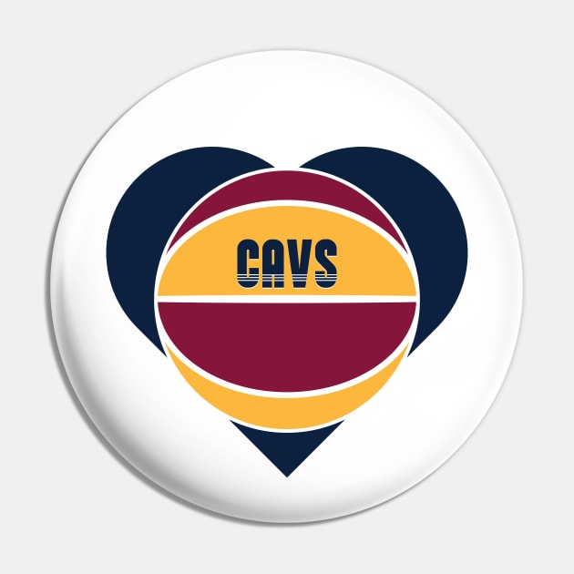 Heart Shaped Cleveland Cavaliers Basketball Pin by Rad Love