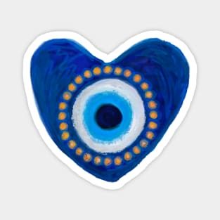 Evil Eye - Protection Rustic Heart Talisman Painting Magnet