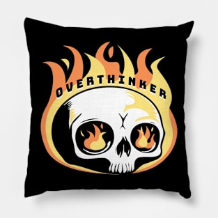 Overthinkinker Cute Flaming Skull Pillow