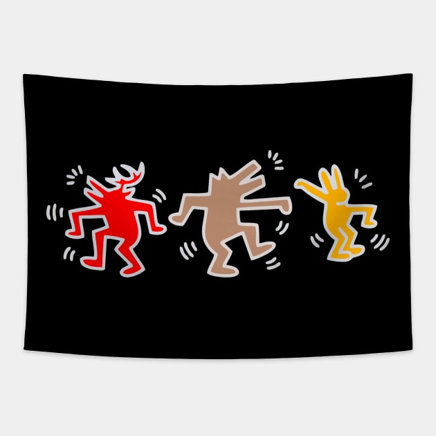 Dancing Animal Pop Art Tapestry by by fend