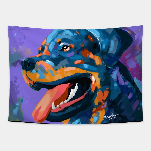 Rottweiler dog lover Tapestry by mailsoncello