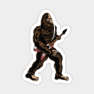 Rock & Roll Guitarist Bigfoot Playing Electric Guitar Magnet