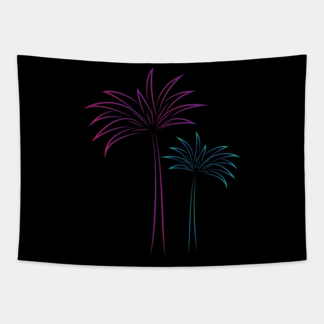 purple and blue palm trees Tapestry by JDP Designs