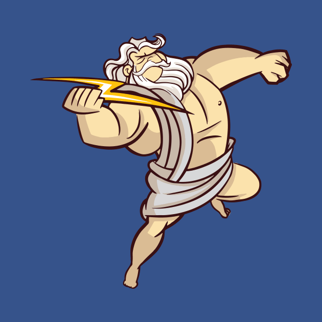 Funny Greek God Zeus with Lightning Bolt by SLAG_Creative