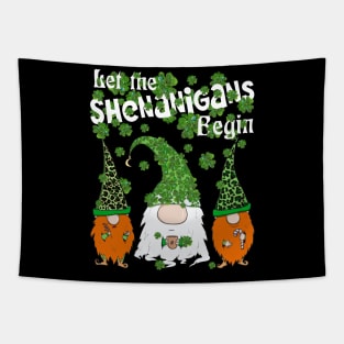 Let Shenanigans Begin Gnomes Green Clovers St Patricks Day Tapestry