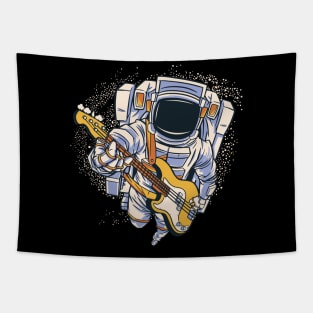 Spaceman in Space among the Stars and Planets with Guitar Tapestry