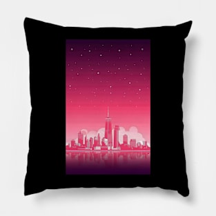 Vaporwave city minimalist art Pillow