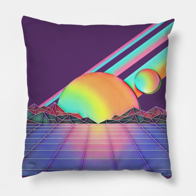 80s Airbrush  Retro Graphic Pillow by AlondraHanley