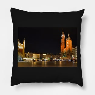 Rynek Glowny at Night Pillow