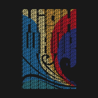 Surf wave colourful Typography T-Shirt