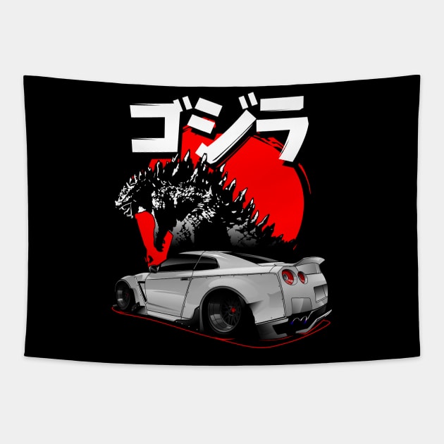 Godzilla GTR R35 Rocket Bunny Tapestry by rizadeli