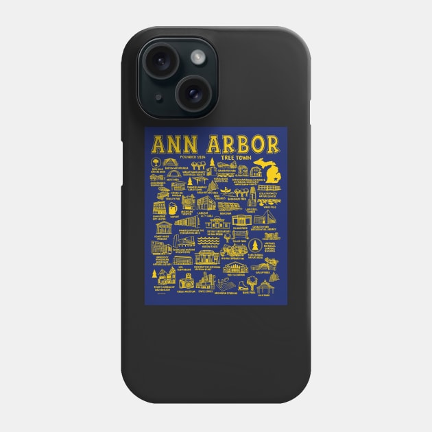 Ann Arbor Map Phone Case by fiberandgloss