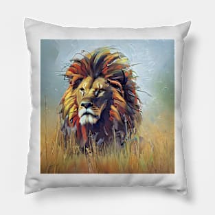 Painting of a big wild lion Pillow