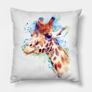 Giraffe Watercolor Portrait Pillow